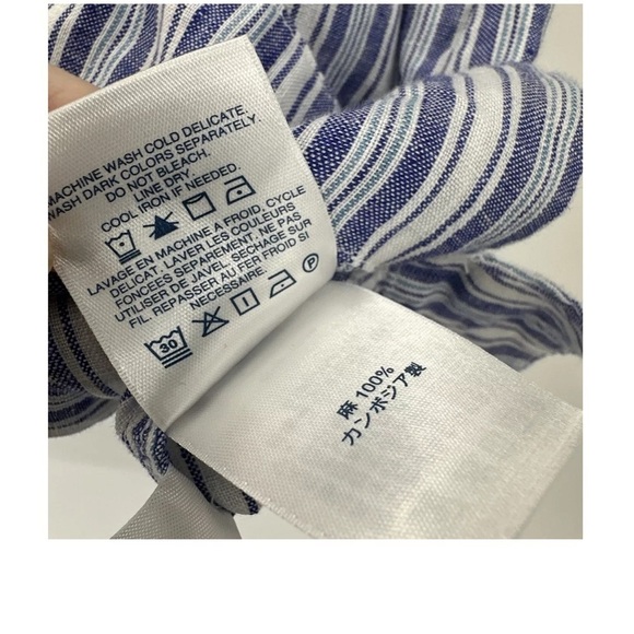 🌺LANDS END Striped Linen Pullover Oversized Top Shoulder Button Detail Size S🌺 - Picture 7 of 8